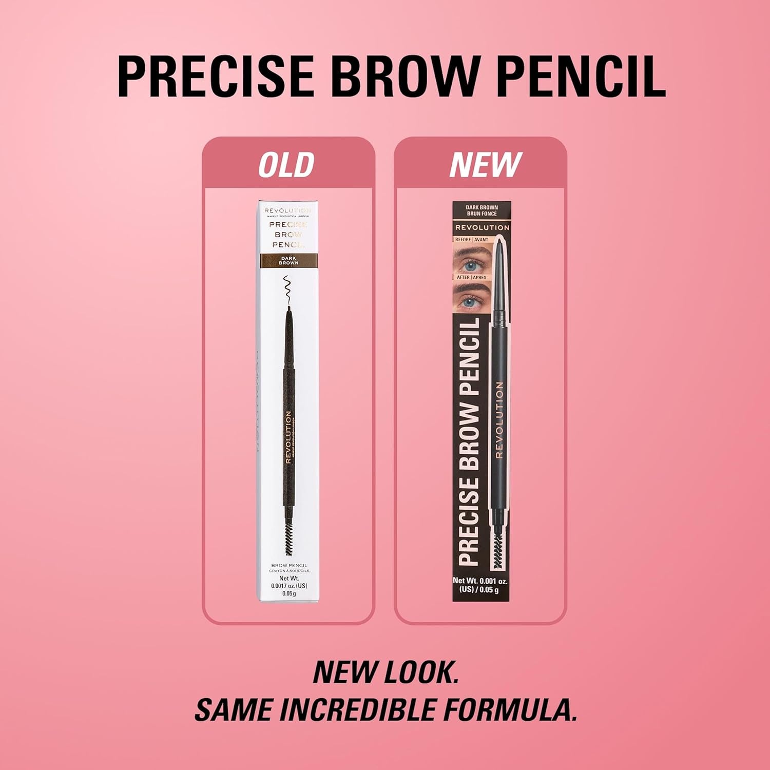 Makeup Revolution Precise Brow Pencil, Double-Ended, Ultra-Fine Pencil Tool, Includes Spoolie, Dark Brown