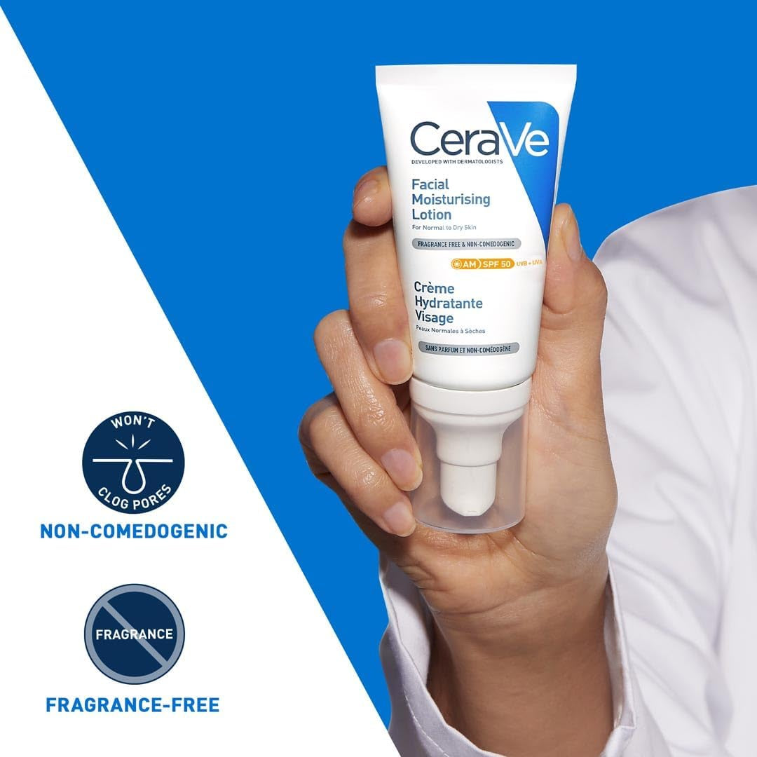 Cerave AM Facial Moisturising Lotion Normal to Dry Skin 52Ml with UV Protection and 3 Essential Ceramides