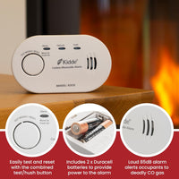 5CO Carbon Monoxide Alarm and Detector with AA Batteries - 10 Year Sensor Life CO Alarm for Home
