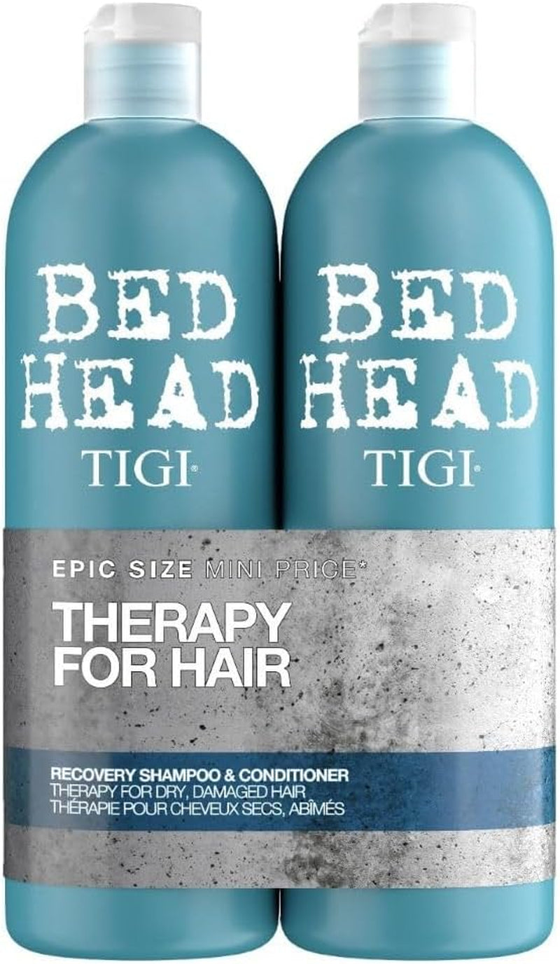 Bed Head by  750Ml Recovery Shampoo and Conditioner Set - Deep Moisture, Salon-Pro, Shampoo and Conditioner for Dry, Heat Damaged Hair to Control Frizz, Unisex Colour Protection Hair Treatment