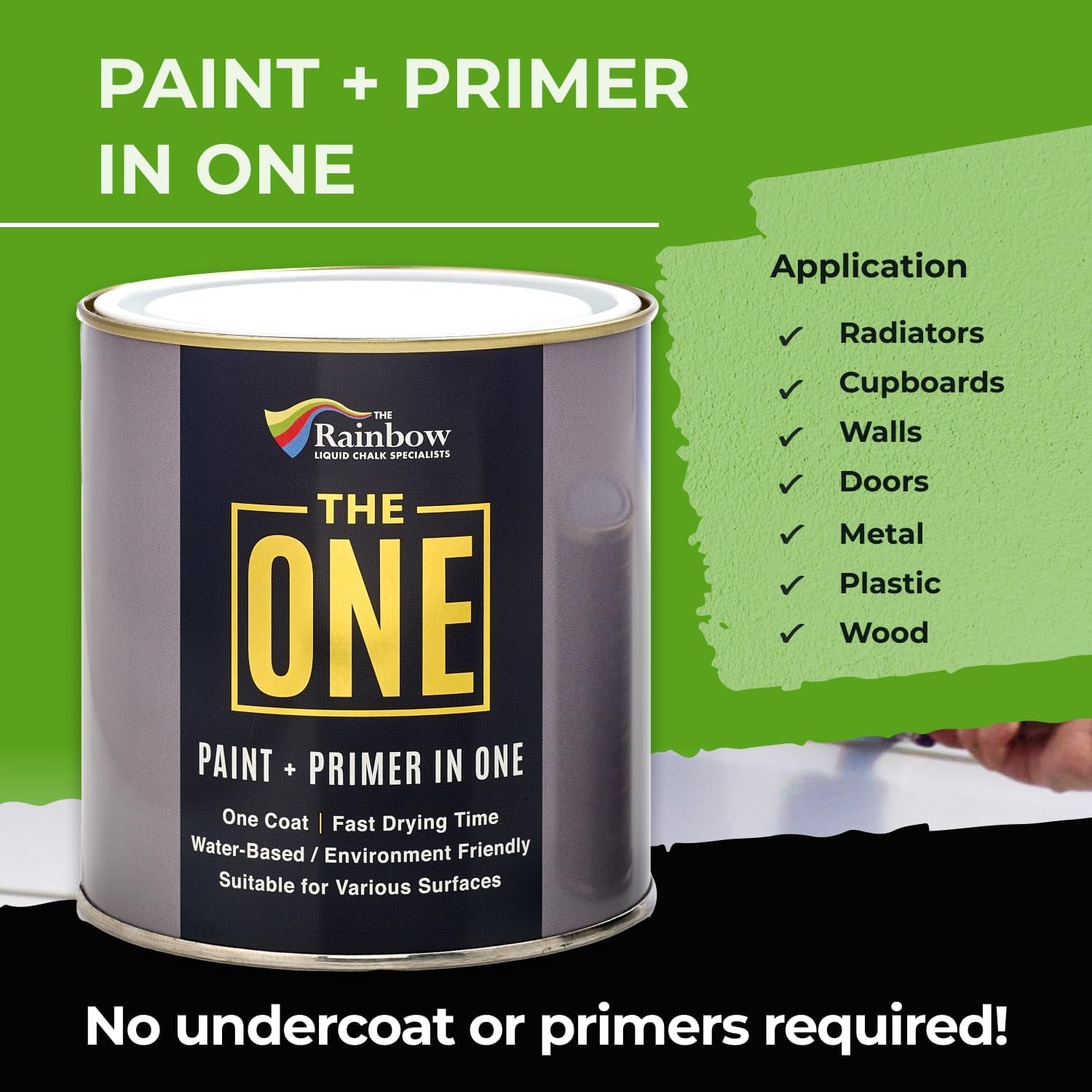 All-In-One Paint & Primer - Black Matt, 250 Ml | Multi-Surface 1 Coat Formula | Easy Indoor & Outdoor Decorating for Home & Garden Walls, Floors & Furniture | Durable, Water-Based & Low VOC