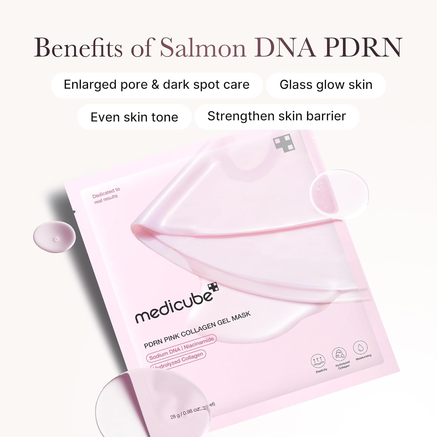 Salmon DNA PDRN Pink Collagen Jelly Gel Mask | Overnight Face Mask for Glass Glow Skin- Elasticity, Hydrating, Firming and Moisturising | Korean Skincare, 28G, 4Ea