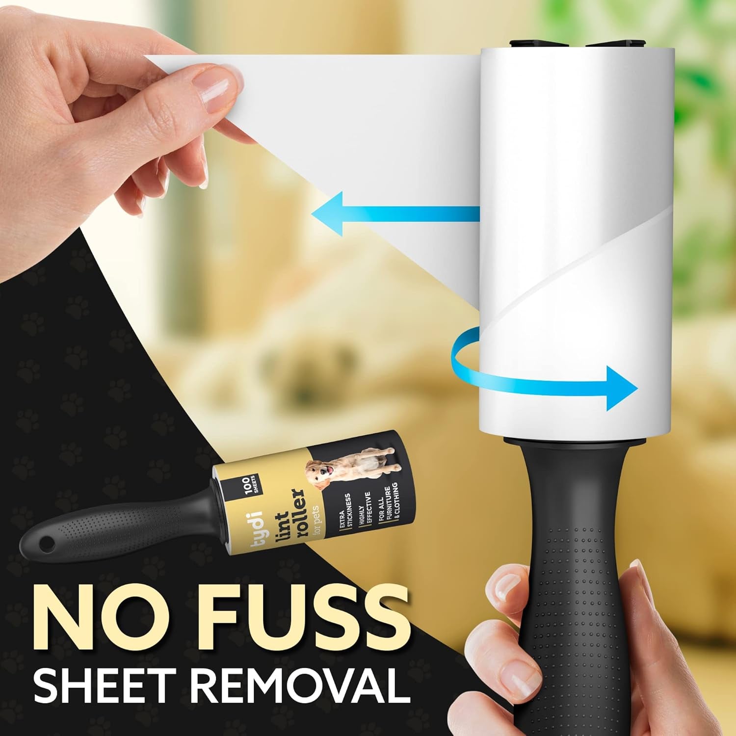 Pet Lint Rollers - 500 Sheets of Lint Roller Refills & 2 Handles - 100 Sheets per Sticky Clothes Roller - Lint Rollers for Pet Hair - Reusable Lint Roller for Clothes - Fluff Remover for Clothes