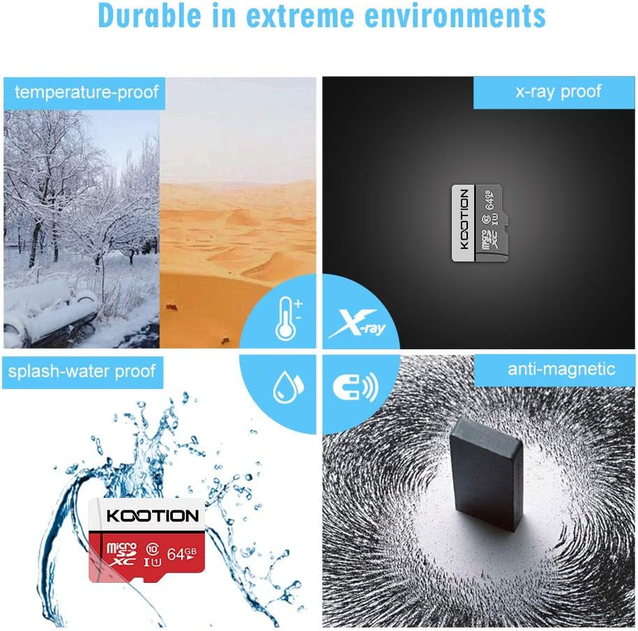 64GB Micro SD Card, UHD Video for Gopro, Action Camera, Drone, Smartphone, R/W up to 80/20Mb/S Microsdxc Memory Card UHS-I U1 Class 10