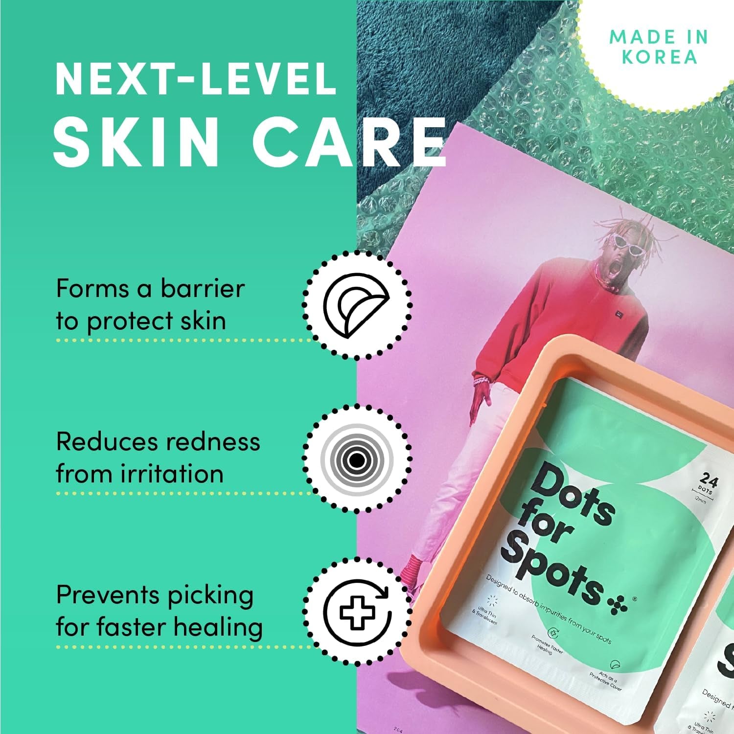 Pimple Patches - Stocking Fillers - Pack of 24 Translucent Hydrocolloid Spot Treatment Stickers for Face - Fast-Acting, Vegan & Cruelty Free - Korean Skin Care