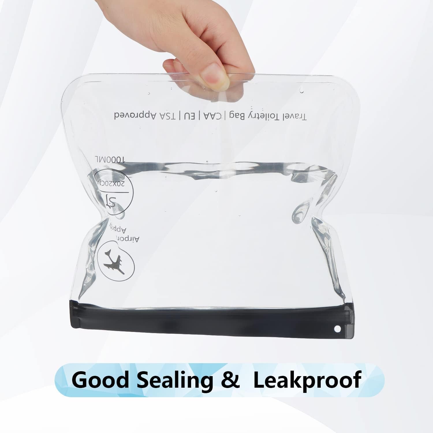 4PC Airport Security Liquids Bags 20X20 Cm Clear TSA Approved Security Toiletry Bag Approved Hand Luggage Regulations Waterproof Liquids Wash Bags Travel Accessorie Holiday Essentials for Women/Men