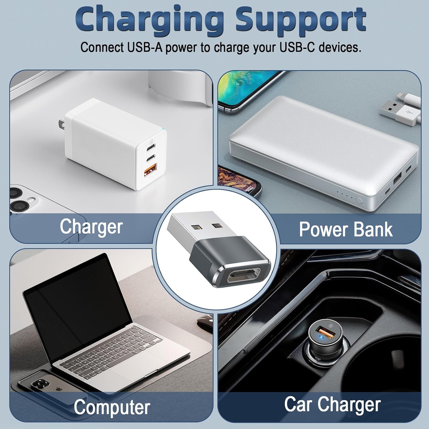 USB C to USB Adaptor, USB to USB C Adapter 3Pack, Type C Female to a Male Charger Cable Converter Compatible with Mbook, Notebook, Tablet, Smartphone, Airpods,Galaxy S23 S24 A34, Ipad 10 Air 4 5