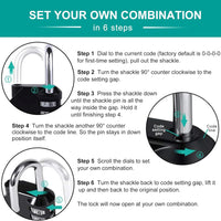 Combination Locker Padlock, 4 Digit Coded Padlock, Gym Lock, School Locker Lock, Weatherproof Combination Lock Outdoor (Black)