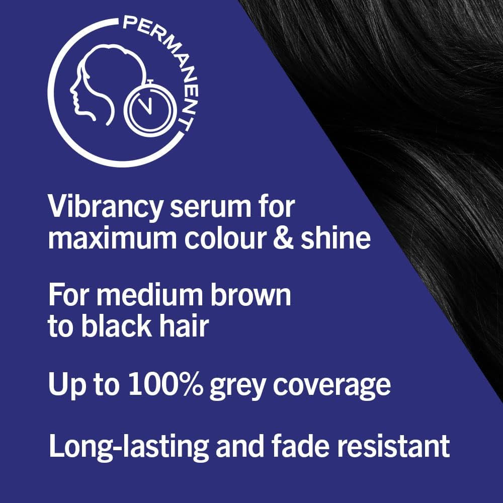 Schwarzkopf  Intense Colour, Long Lasting Permanent Black Hair Dye, with Built-In Vibrancy Serum, up to 100% Grey Coverage- Deep Black 099