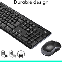 MK270 Wireless Keyboard and Mouse Combo for Windows, 2.4 Ghz Wireless, Compact Mouse, 8 Multimedia and Shortcut Keys, 2-Year Battery Life, for PC, Laptop, QWERTY UK English Layout - Black