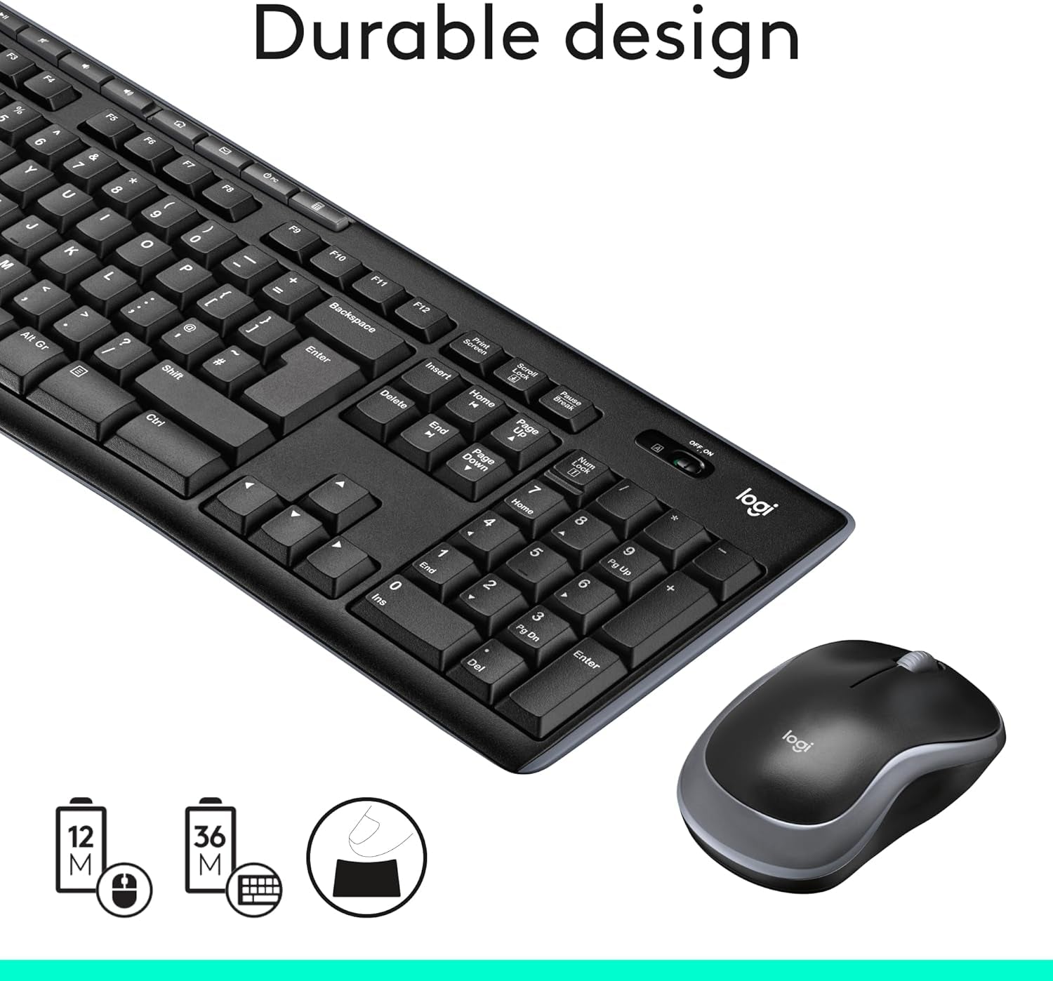 MK270 Wireless Keyboard and Mouse Combo for Windows, 2.4 Ghz Wireless, Compact Mouse, 8 Multimedia and Shortcut Keys, 2-Year Battery Life, for PC, Laptop, QWERTY UK English Layout - Black
