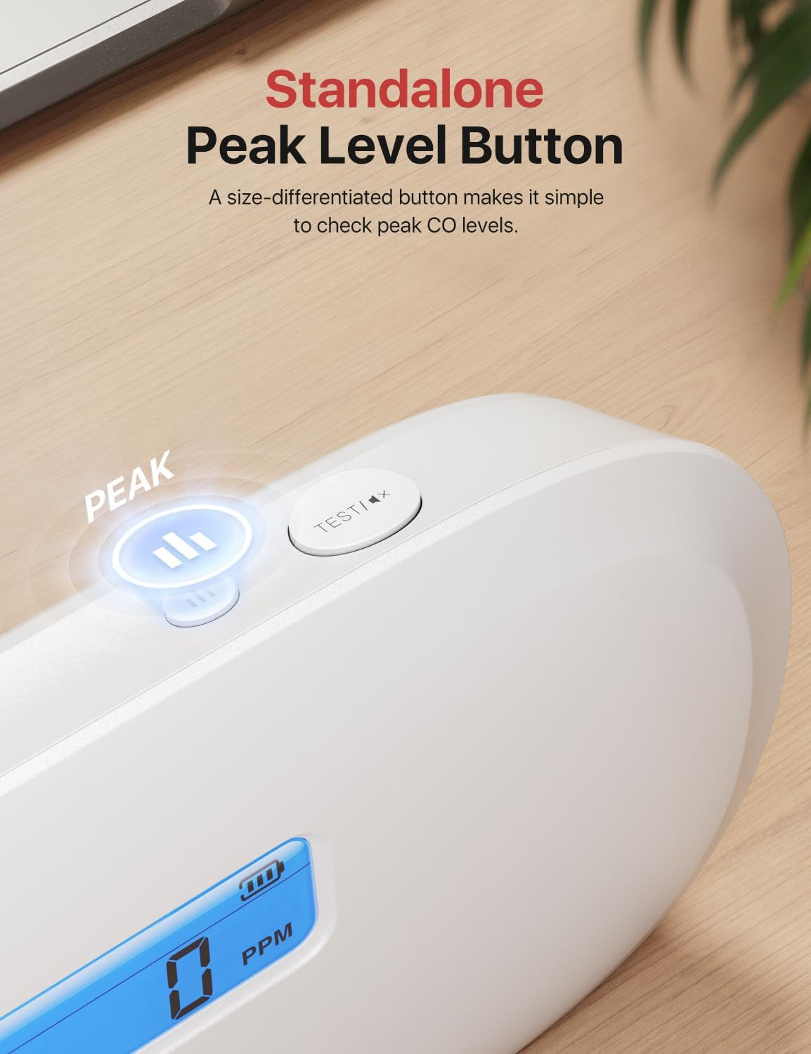 Carbon Monoxide Detector, Replaceable Battery Powered CO Alarm with Digital Display, Portable Carbon Monoxide Alarm for Home with CO Peak Value Memory, XC0C-SR, 1-Pack