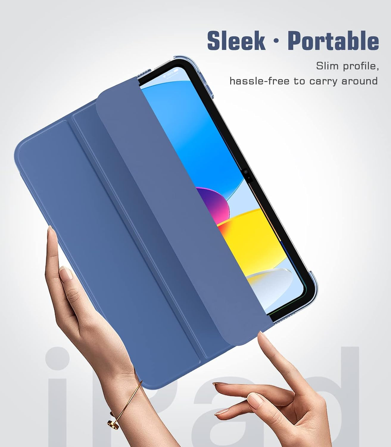 Case for Ipad (A16) 11Th Generation 11 Inch 2025/Ipad 10Th Generation 10.9 Inch 2022, Slim Stand Cover with Hard Translucent Back, Support Touch ID, Auto Wake/Sleep, Abyss Blue