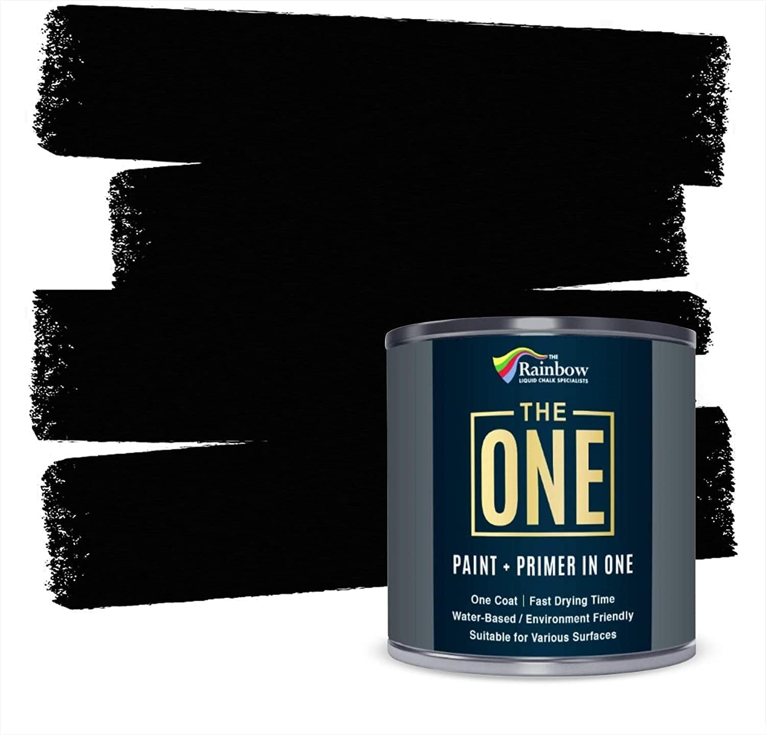 All-In-One Paint & Primer - Black Matt, 250 Ml | Multi-Surface 1 Coat Formula | Easy Indoor & Outdoor Decorating for Home & Garden Walls, Floors & Furniture | Durable, Water-Based & Low VOC
