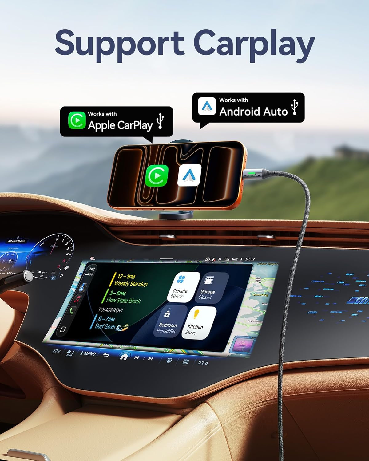 USB C Charger Cable, 2M Type C Cable Fast Charging, Braided USB a to USB-C Phone Charger Cable USBC for Iphone 17 16 15 Pro Max, Samsung Galaxy S25 S24 Ultra, Pixel 10, Ipad Air Switch Steam Etc.