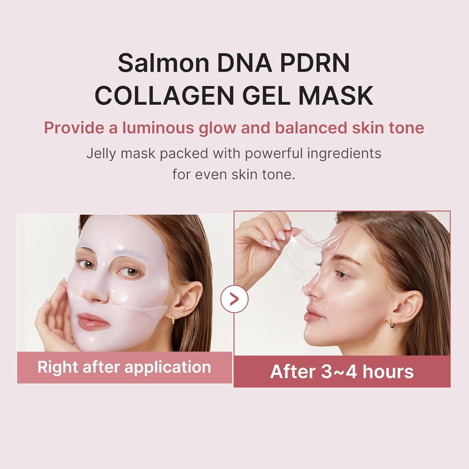 Salmon DNA PDRN Pink Collagen Jelly Gel Mask | Overnight Face Mask for Glass Glow Skin- Elasticity, Hydrating, Firming and Moisturising | Korean Skincare, 28G, 4Ea