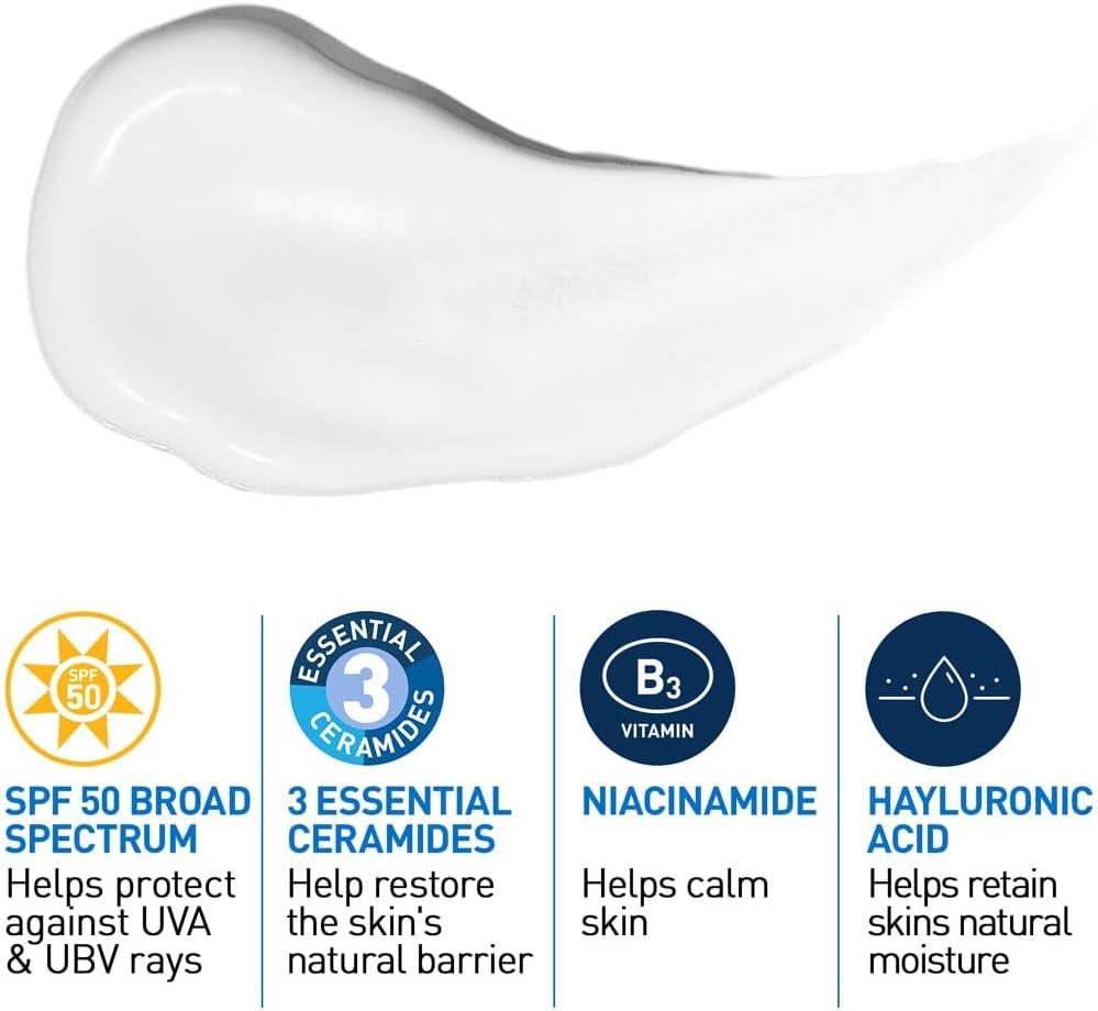 Cerave AM Facial Moisturising Lotion Normal to Dry Skin 52Ml with UV Protection and 3 Essential Ceramides