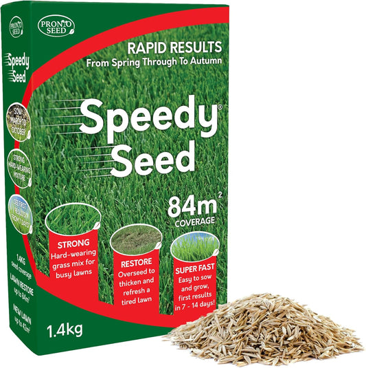 Premium Grass Seed 1.4 Kg - Fast Growing, Hard-Wearing - Covers 84M² for Lawns & Overseeding - DEFRA Approved & Tailored for UK Climate (1.4Kg)