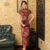 New Luxurious China Red Fan Prints Chinese Asian Long Cheongsam Qipao Dress