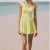 Tied Wide Strap Beach Dress Lemon Printing Short Dresses  Beach Style