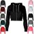 Womens Long Sleeve Crop Hoody Ladies Zipper Sweatshirt Plain Fleece Hooded Top