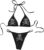 Women’s Skull Pattern Triangle Thong Sexy 2 Piece Bikini Swimsuit Festival Rave Outfits Rhinestone Bra Top