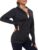 AMZSPORT Womens Running Jacket, Long Sleeve Sports Gym Hoodies Yoga Fitness Top with Pockets