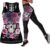 DRZHEAM Women’s Sugar Skull Yoga Outfits for Women 2 Piece Sets, Spring Sleeveless Tank Tops Leggings Workout Activewear for Girls