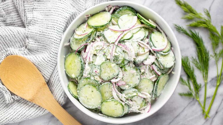 Creamy Cucumber Salad Recipe | The Stay At Home Chef