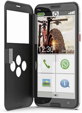 emporiaSMART.5, Senior mobile phone 4G VoLTE, No-contract senior smartphone, Mobile phone with emergency call button, 5.5-inch display, Android 10, 13 MP camera, Black