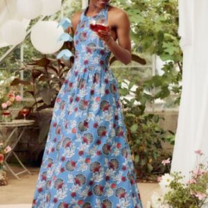 Seasalt Women’s Dress – blue Summer Soul Halterneck Maxi Dress – Regular – Scall