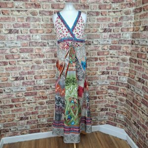 Dorothy Perkins Maxi Dress UK 14 Multicolour Floral Patchwork Faux Wrap