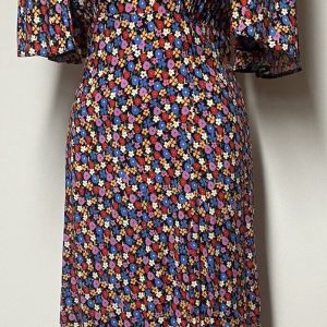 Brand New Monsoon Multicolour Floral Print Flutter Sleeve Tea Dress Size 10-20