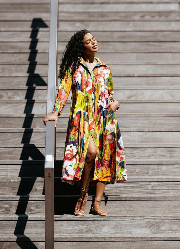 Dress Addict - Multi-Colour print summer shirt dress