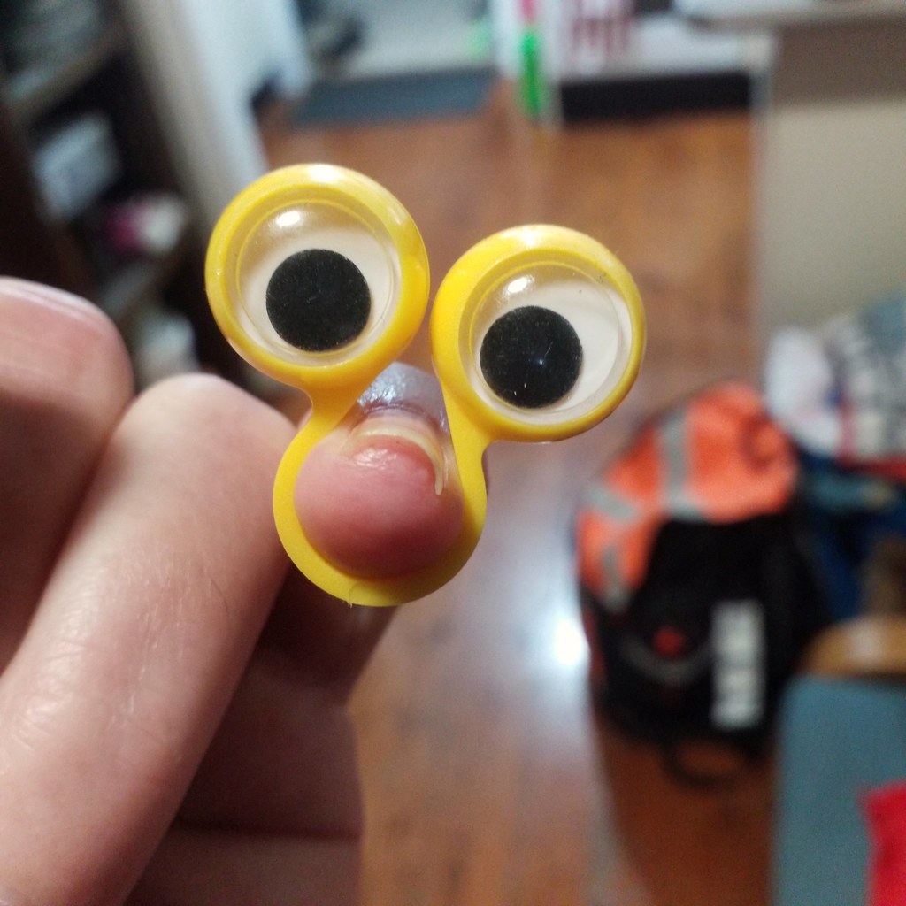 Goggle eyes of Oobi during Throwback Thursday for Spirit day getting up close and personal with her headlights