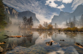 Yosemite Moonlit Fog Reflection
