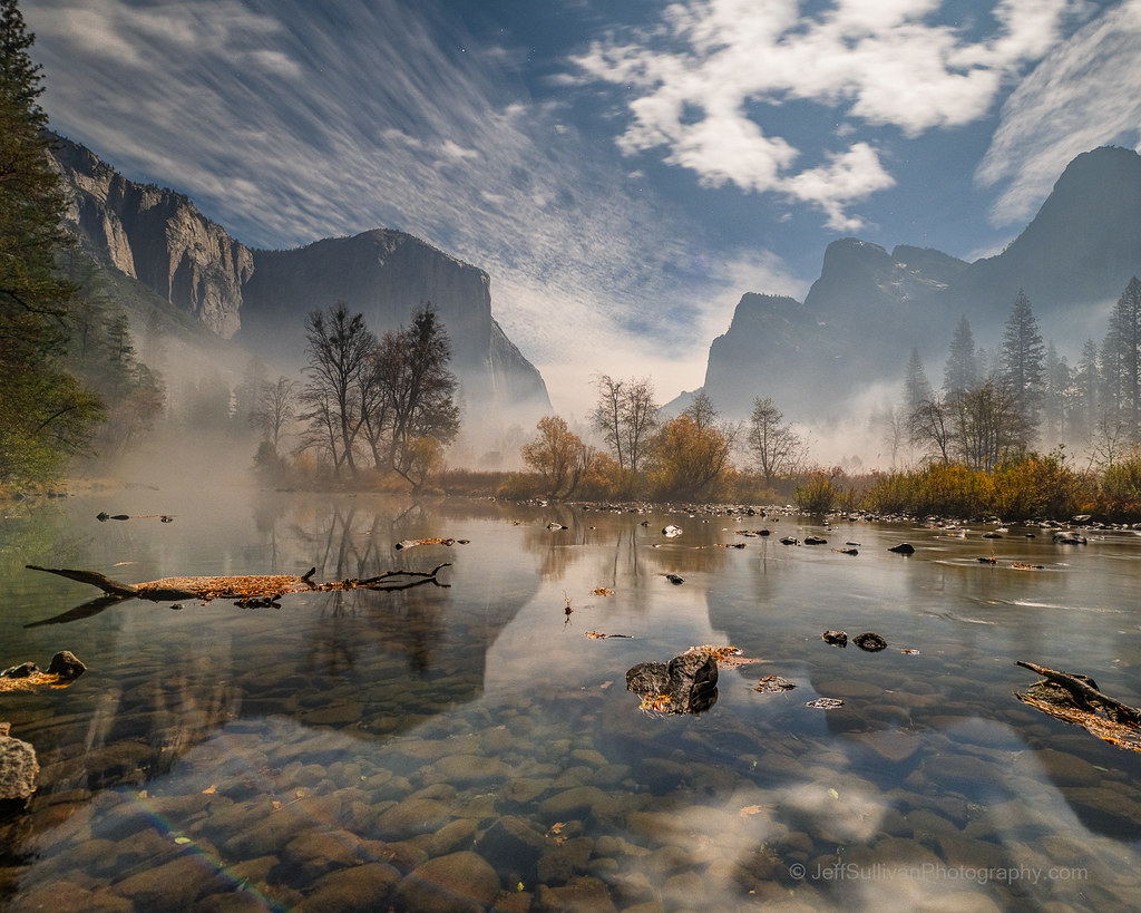 Yosemite Moonlit Fog Reflection