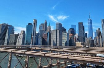 New York City skyline from Brooklyn Bridge