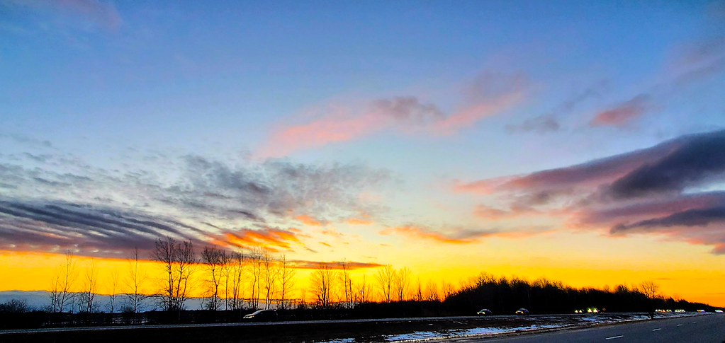 First winter sunset on Hwy 417