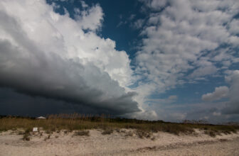 Storms moving in at Huntington Beach State Park.