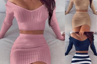 Women Ladies Casual Bodycon Knit Sweater Top + Mini Dress Skirt Set Party Club