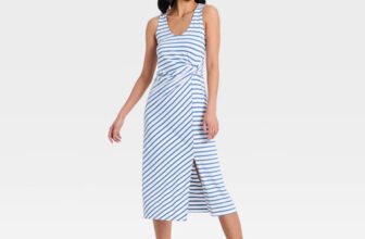 Women Tie-Front Twist Midi Dress – A New Day