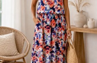 Lily Rose Womens Large Floral Maxidress Criss Cross Back Boho Light Flowy Summer