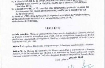 DÉCRET PRÉSIDENTIEL sur OUSMANE SONKO