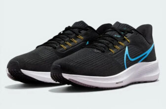 NIKE AIR ZOOM PEGASUS 39 BLACK WHITE BLUE YELLOW – SIZE UK 7.5 – BRAND NEW