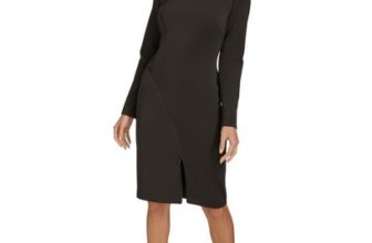 Calvin Klein Exposed-Zipper Scuba Sheath Dress Women’s 10 Black Zip Closure