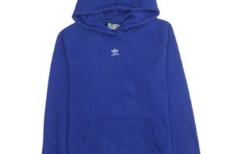 Adidas Womens Blue Pullover Hoodie Sweatshirt M 12-14 Hooded Logo