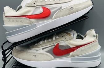 Nike Waffle One Size 9 UK Trainers White / Red Retro Shoes