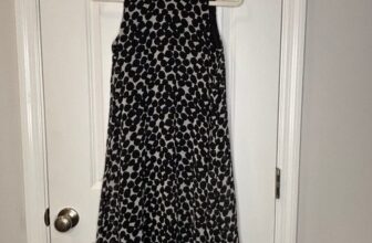 Calvin Klein Sz 4 Black White Polka Dot Sleeveless Fit & Flare Chiffon Dress