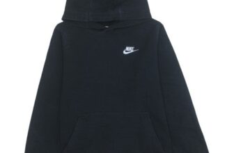 Nike Womens Black Pullover Hoodie L 147-158cm Logo Casual Sweatshirt